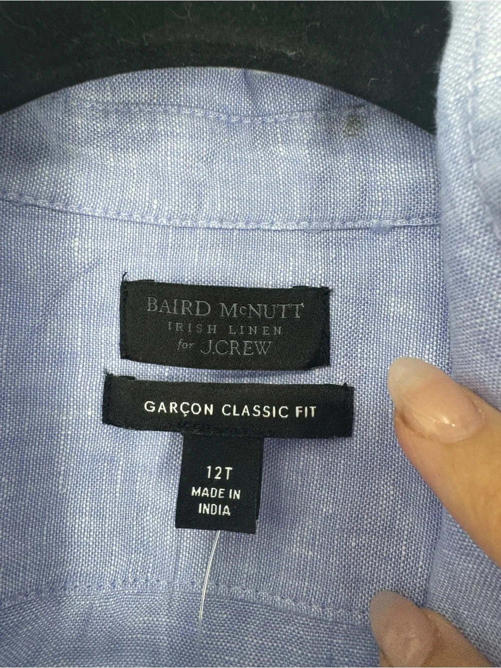 NWT J. Crew Tall Garçon Classic Shirt Baird McNutt Irish Linen French Blue 12T